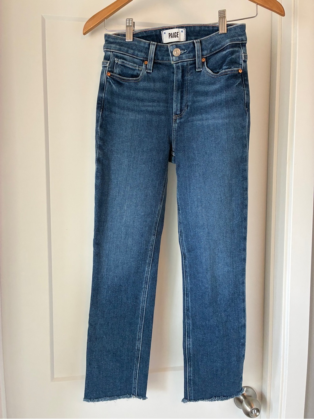 PAIGE Cindy Crop Jeans in Medium Wash Blue